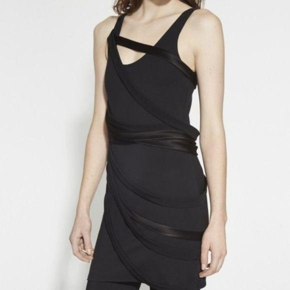 Halston 90s Black Strappy Body Con Mini Dress Large - Picture 6 of 6